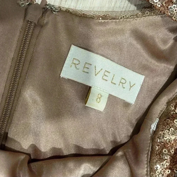 Revelry Hazel Gold Full Sequin Ball Gown New Year Dress Bridesmaid Maxi Size 8 - Picture 4 of 9